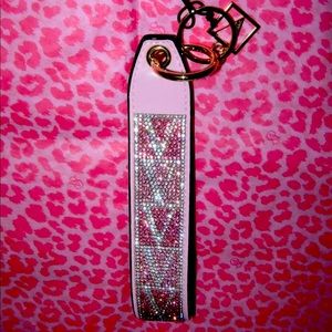 Victoria’s Secret Pink Rhinestone Bling Keychain Wristlet NWT NEW